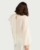 image 3 of F&F Lyocell Rich Textured Ruffle Cape Blouse in Cream
