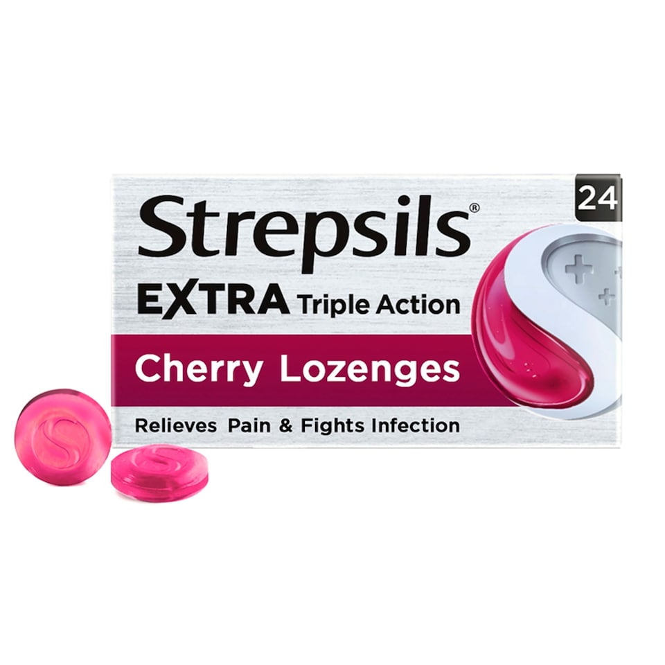 image 1 of Strepsils Extra Cherry Sore Throat & Pain Relief Lozenges - 24s