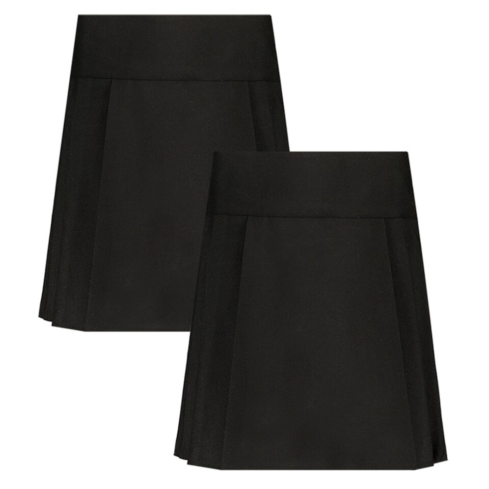 F&F School Girls 2-Pack Pleated Skirts in Black