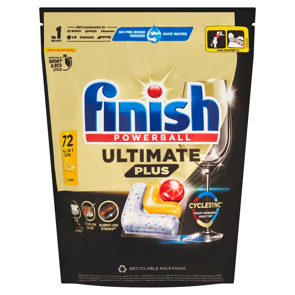 obrázok 1 z Finish Powerball Ultimate Plus All in 1 Lemon kapsuly do umývačky riadu 72 ks 878,4 g