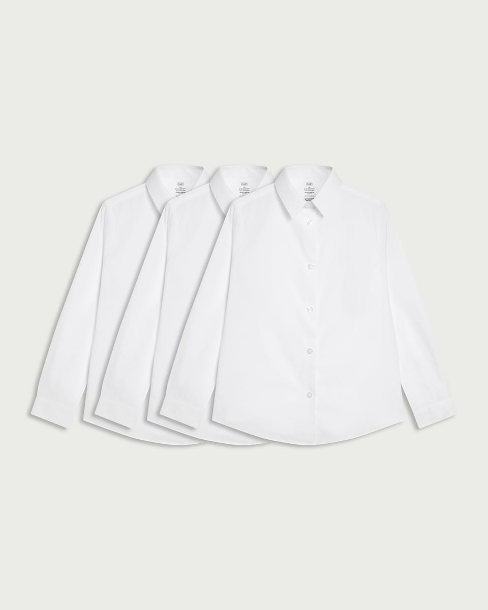 image 1 of F&F Girls School 3-Pack Dressing Made Easy Shirts in White