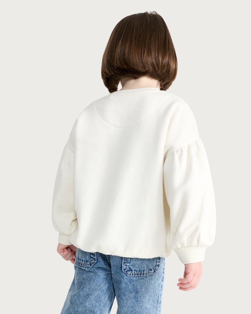 image 1 of F&F Girls Cotton Rich Adoro I Biscotti Slogan Sweatshirt in Cream