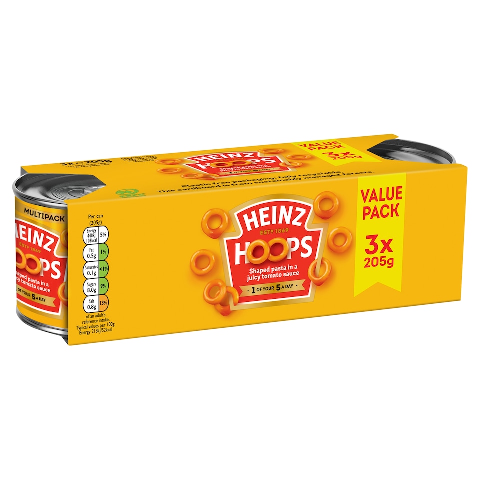 Heinz Spaghetti Hoops In Tomato Sauce 3 X205g