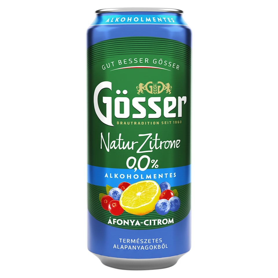 Gösser Natur Zitrone áfonya-citrom ízű alkoholmentes sörital 0,0% 500 ml 