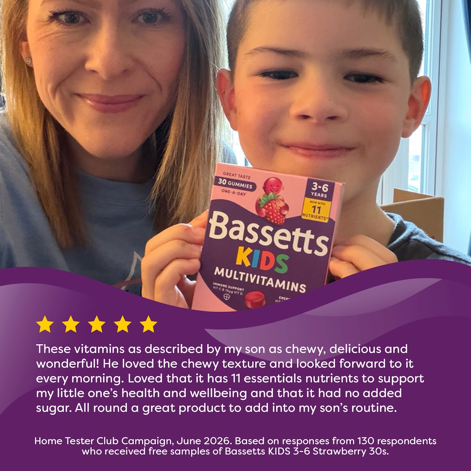 image 1 of Bassetts Kids Multivitamin, 3-6 years Strawberry Gummies x 30