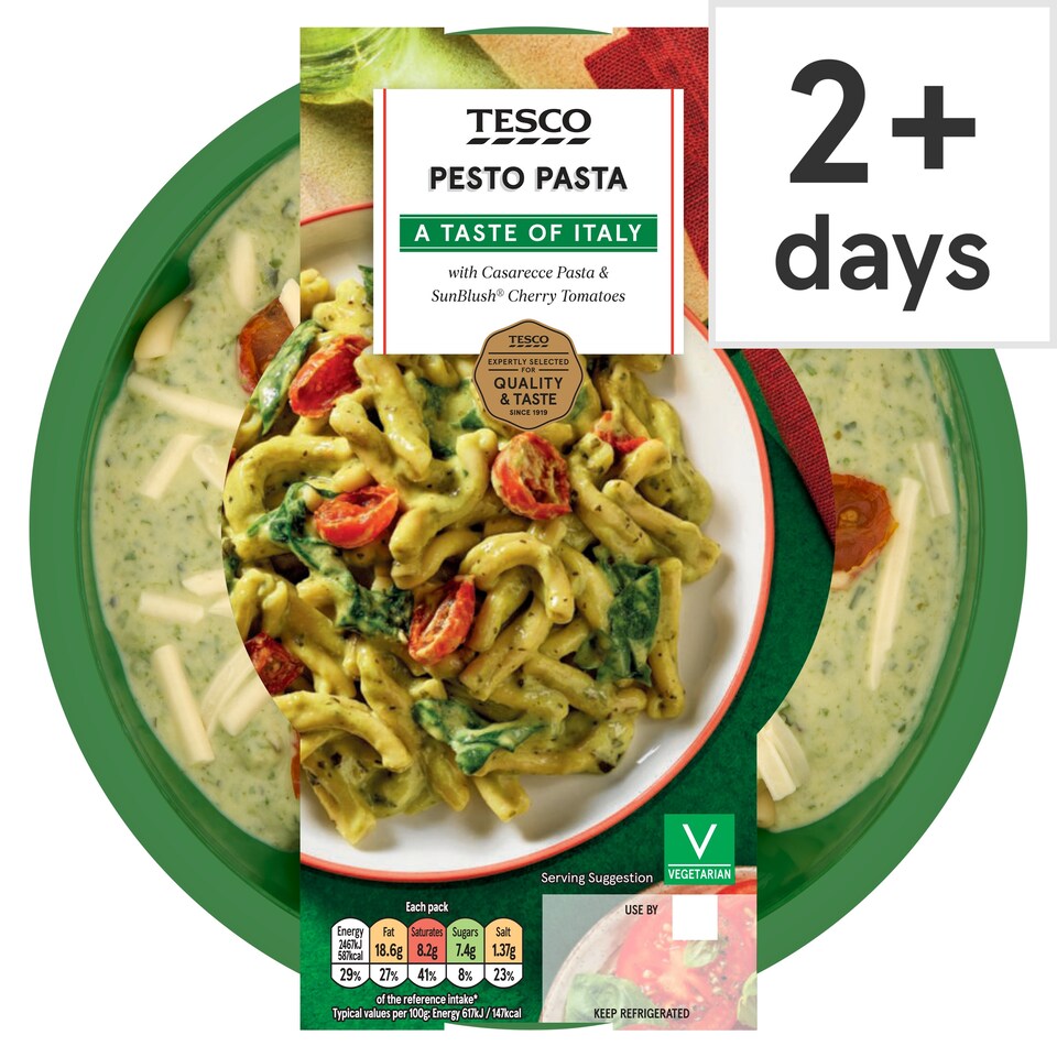 image 1 of Tesco Pesto Pasta with Casarecce Pasta & SunBlush Cherry Tomatoes 400g 