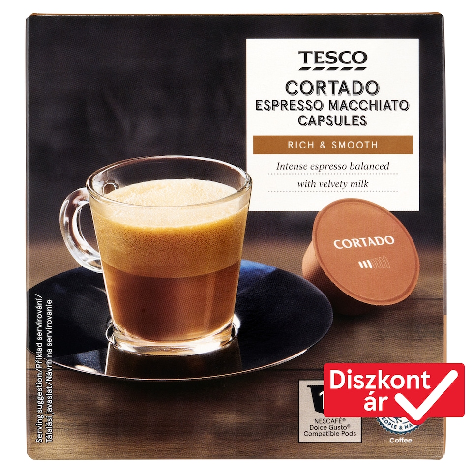 Tesco Cortado Espresso Macchiato Capsules 16 x 6,3 g (100,8 g)