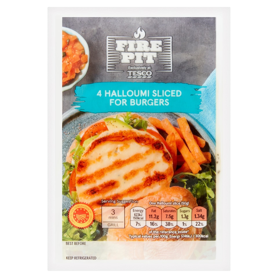 Tesco Fire Pit 4 Halloumi Slices 200G