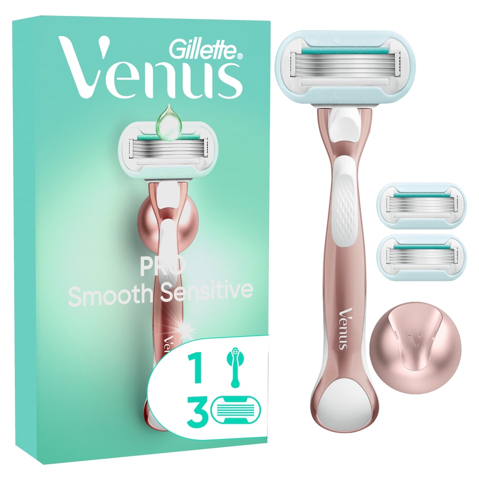 image 1 of Gillette Venus Pro Smooth Sensitive Women’s Razor for Sensitive Skin, 1 Refill Razor Cartridges