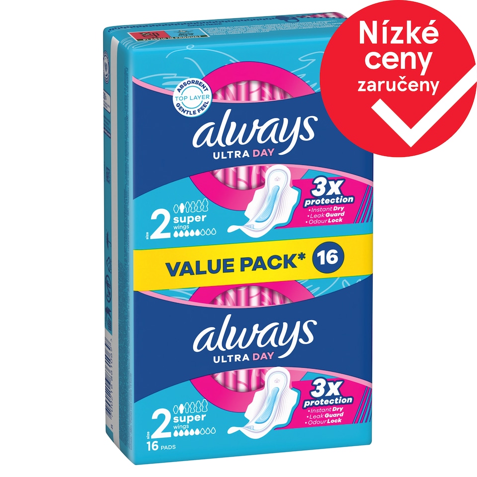 Obrázek 1 pro produkt Always, Hygienické Vložky Ultra Day Super (Velikost 2), Křidélka x 16, Vložky