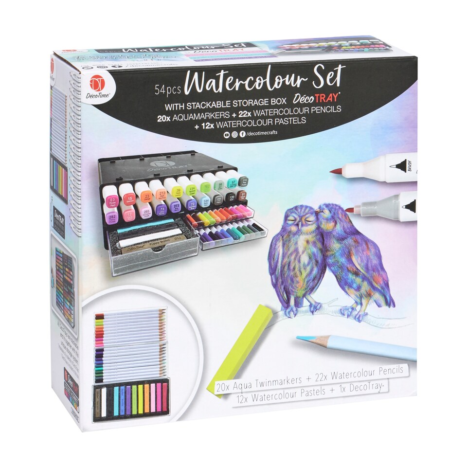 image 1 of Deco Time 54pc Watercolour Set