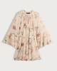 image 4 of F&F Floral Print Tie Waist Mini Dress in Cream