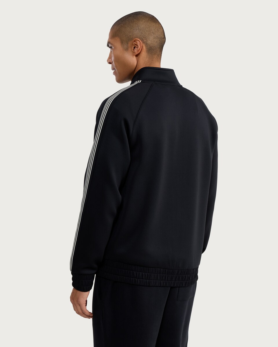 image 1 of F&F Striped Sleeve Zip Up Jacket in Black