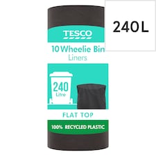 Tesco Flat Top Wheelie Bin Liners 240 Litre 10 Pack
