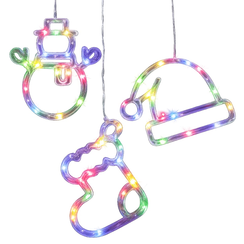 image 1 of Christmas Workshop Suction LED Multi Colour Window Light Set Of 3