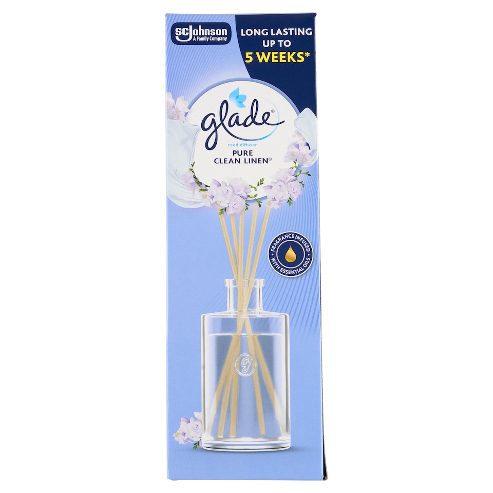 obrázok 1 z Glade Reed Diffuser Pure Clean Linen osviežovač vzduchu vonné tyčinky 50 ml