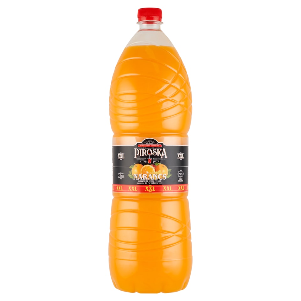 Piroska XXL narancs ízű gyümölcsszörp cukorral és édesítőszerekkel 2 l