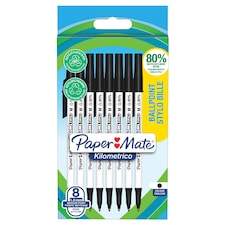 Paper Mate Kilometrico Recycled Black 8Pk