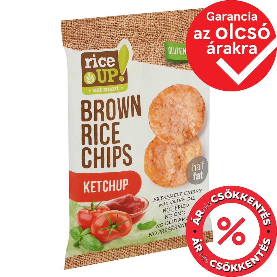RiceUp! Eat Smart Brown Whole Grain Rice Chips with Ketchup 60 g