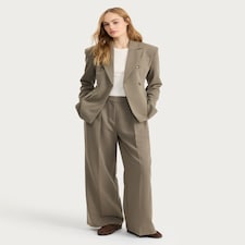 The F&F Edit Double Pleated Super Wide Leg Co-ord Trousers in Brown