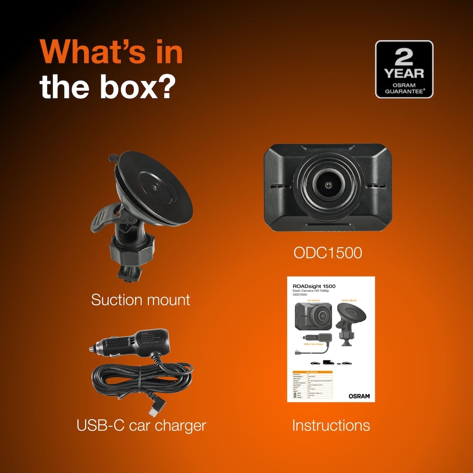 image 1 of Osram Roadsight 1500 Dash Camera HD 1080P