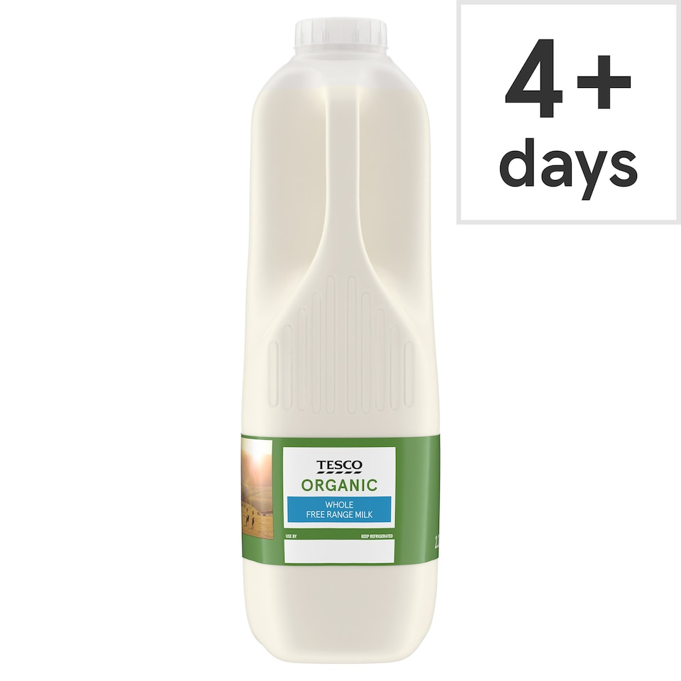 Tesco Organic British Whole Milk 2.272L/4 Pints