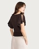 image 3 of F&F Draped Flutter Sleeve Top in Chocolate