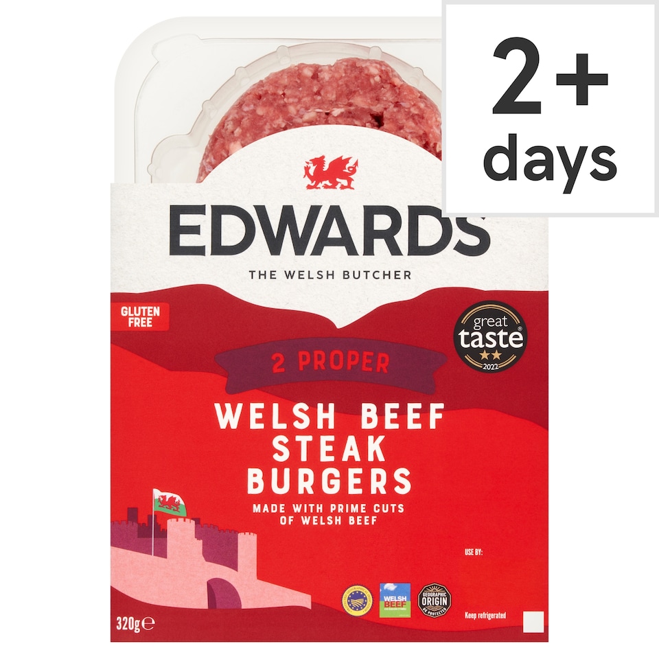 Edwards Welsh Beef Steak Burgers 320g