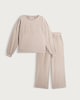 image 5 of F&F Snit Textured Sunday Lounge Pyjama Set in Beige