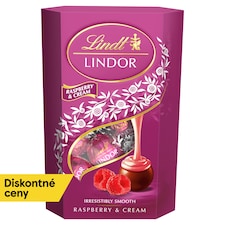 Lindt Lindor Bonbony z mliečnej čokolády s jemnou malinovo-smotanovou náplňou 200 g