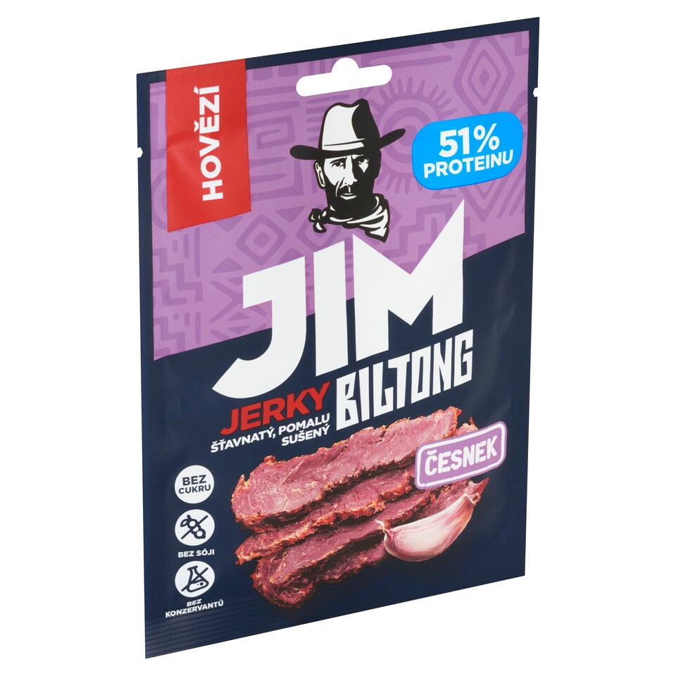 image 1 of Jim Jerky Biltong Dried Beef with Garlic Flavor 20 g