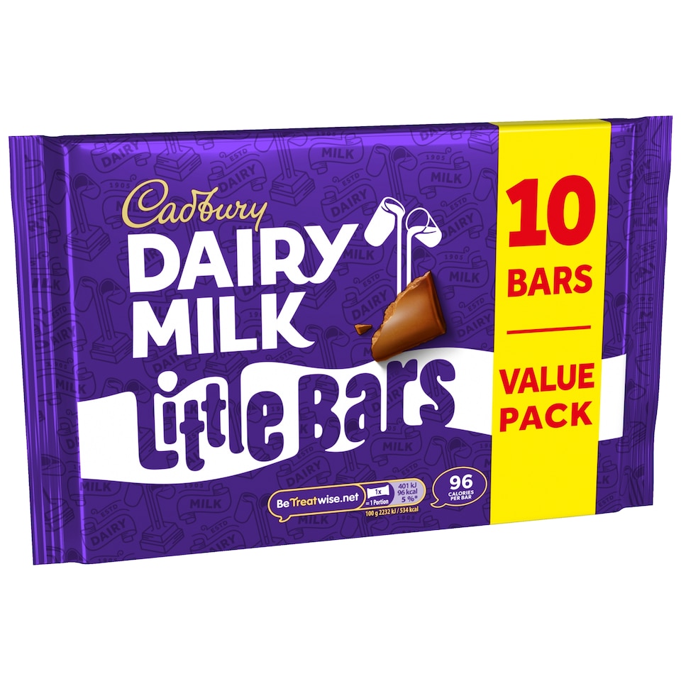 image 1 of Cadbury Dairy Milk Little Bars Chocolate Bars 10 Pack Multipack 18g
