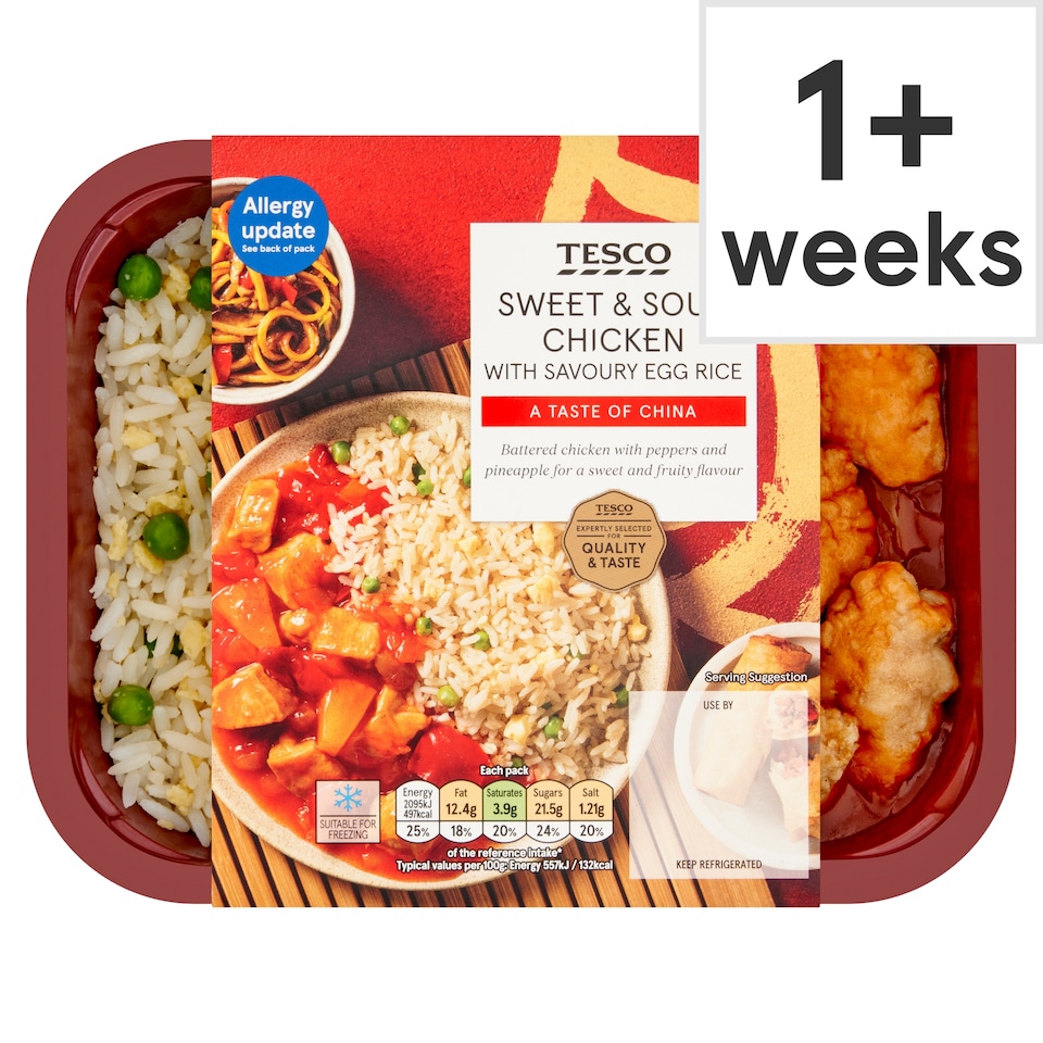 TESCO SWEET & SOUR CHICKEN WITH EGG RICE 400G