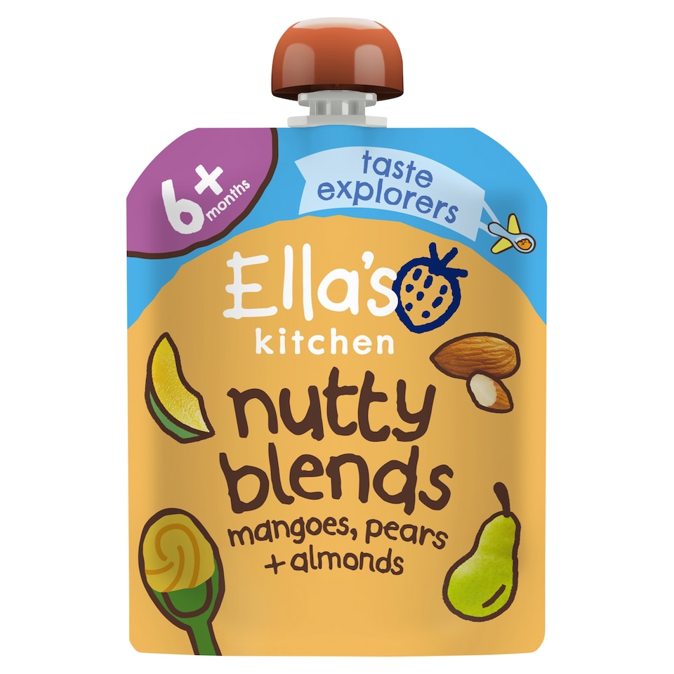 image 1 of Ella's Kitchen Organic Nutty Blends Mangoes, Pears + Almonds Baby Food Pouch 6 months + 85g