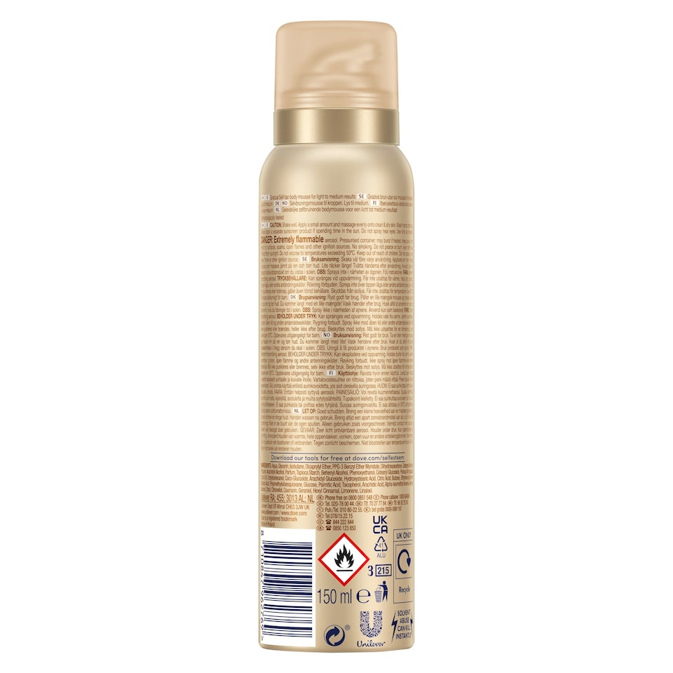 image 1 of Dove Derma Spa Body Mousse Fair To Medium 150Ml