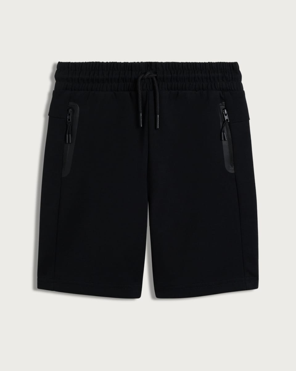 image 1 of F&F Active Boys TECHSPORT Side Panel Drawstring Shorts in Black