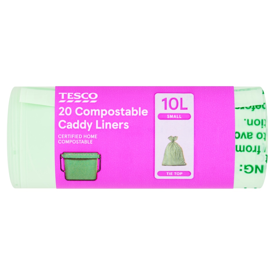 Tesco 20 Compostable Caddy Liners Tie Top 10L