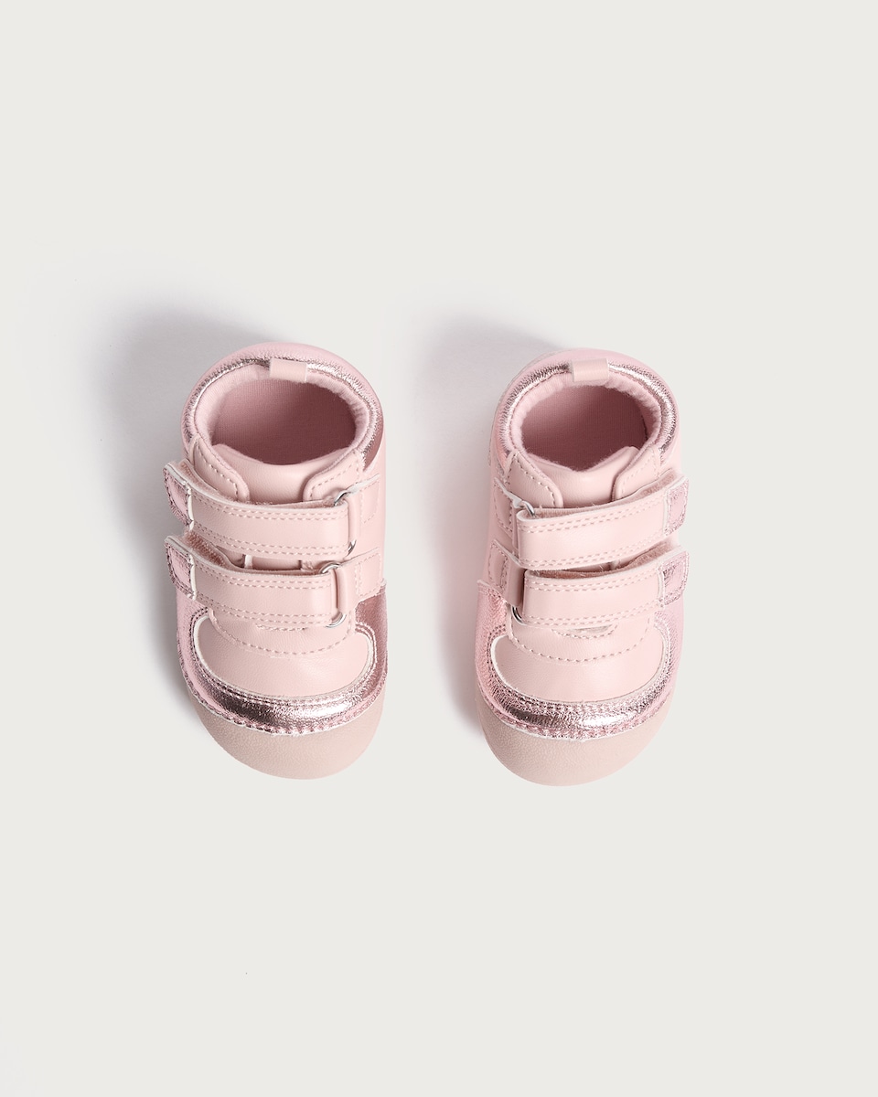 image 1 of F&F Baby Double Strap Touch Fastening Pre Walker Shoes in Pink