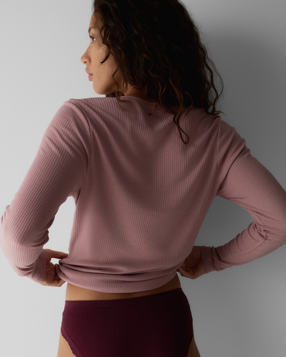 image 1 of F&F WARMPLUS™ Medium Warmth Thermal V Neck Long Sleeved Top in Pink