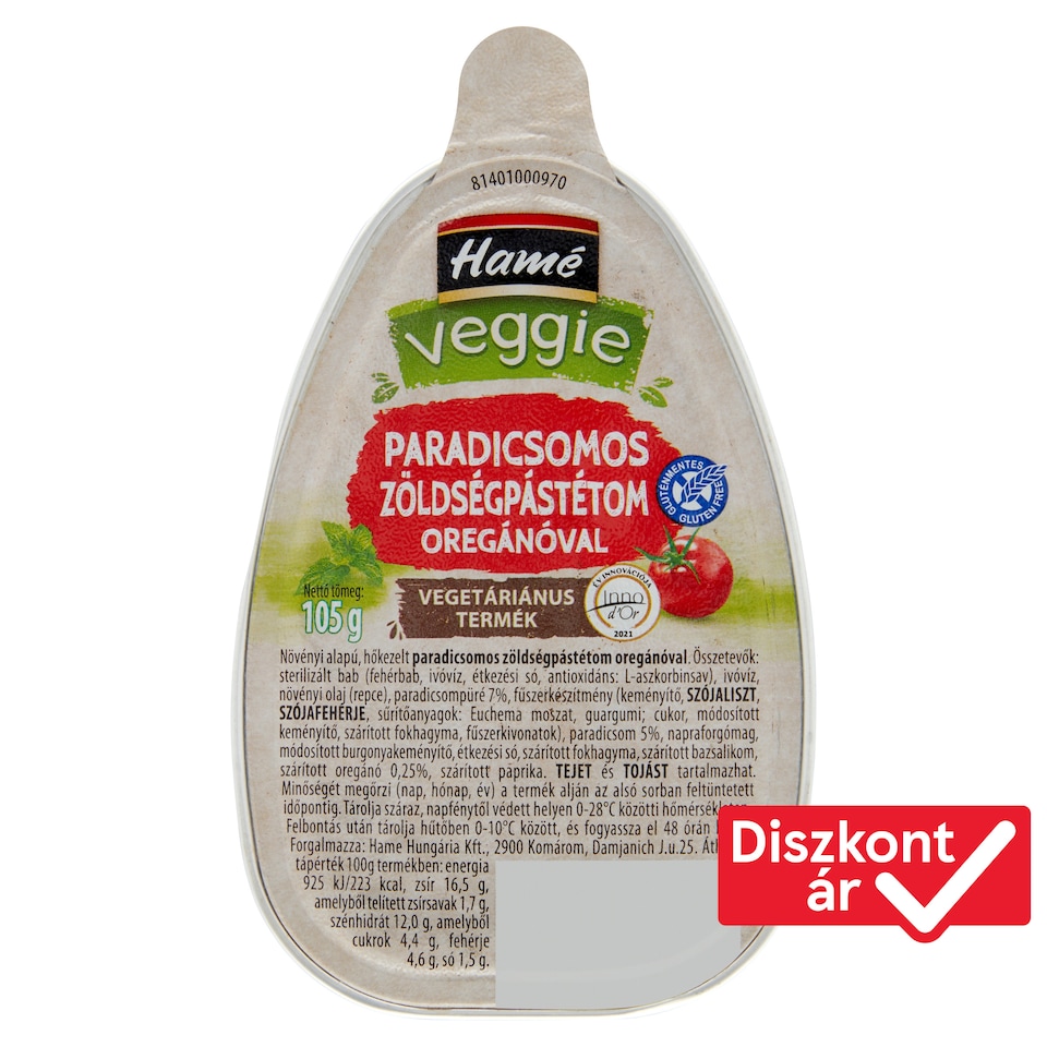 Hamé Veggie Tomato Vegetable Pate with Oregano 105 g