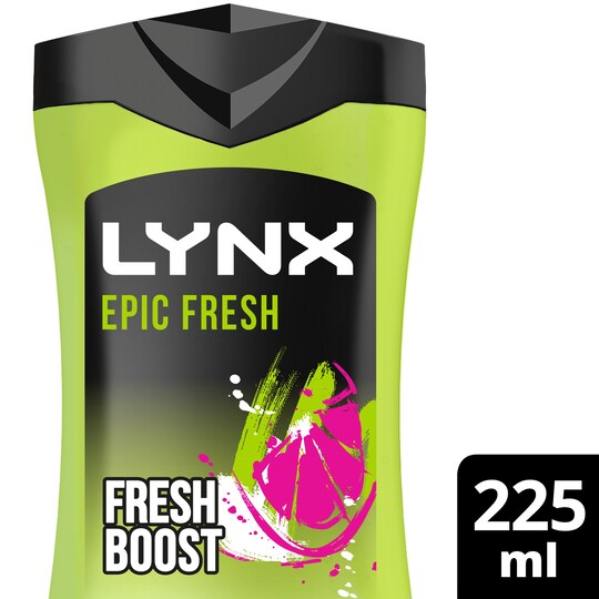 Lynx 3 In 1 Epic Fresh Body Face Hair Wash 225Ml Tesco Groceries