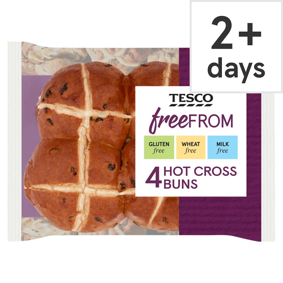 Tesco Free From Cinnamon Spiced Hot Cross Buns 4 Pack
