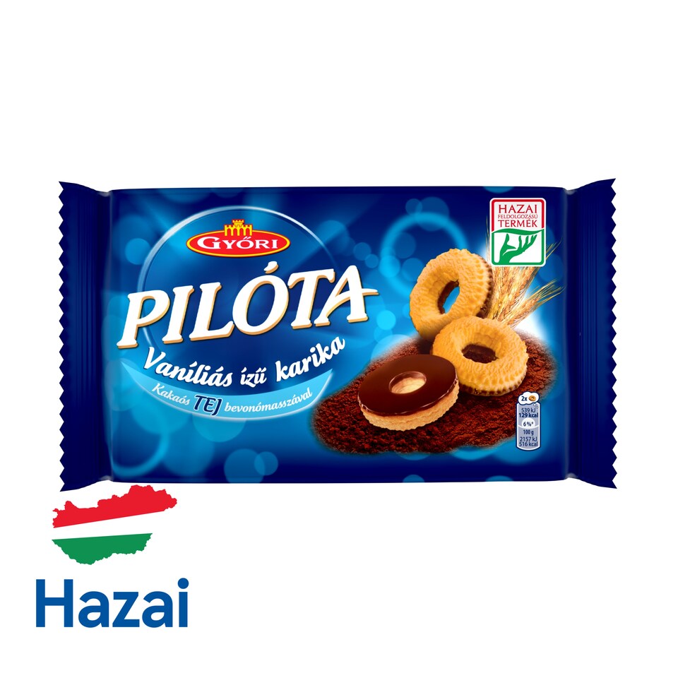 Győri Pilóta vaníliás ízű karika kakaós tejbevonómasszával 150 g
