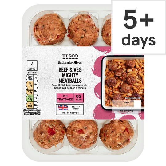 Tesco & Jamie Oliver Beef & Vegetable Might Meatballs 350G Tesco