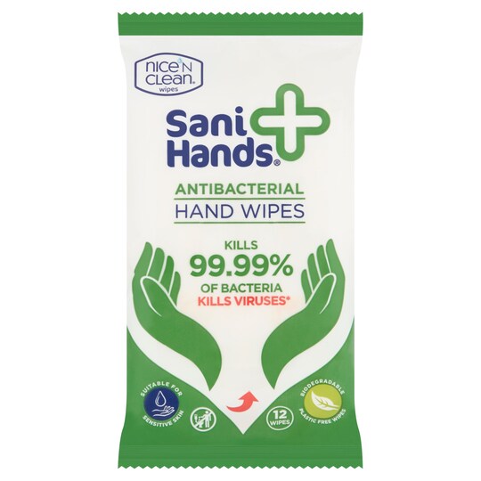 Sani Hands AntiBacterial 12 Hand Wipes Tesco Groceries