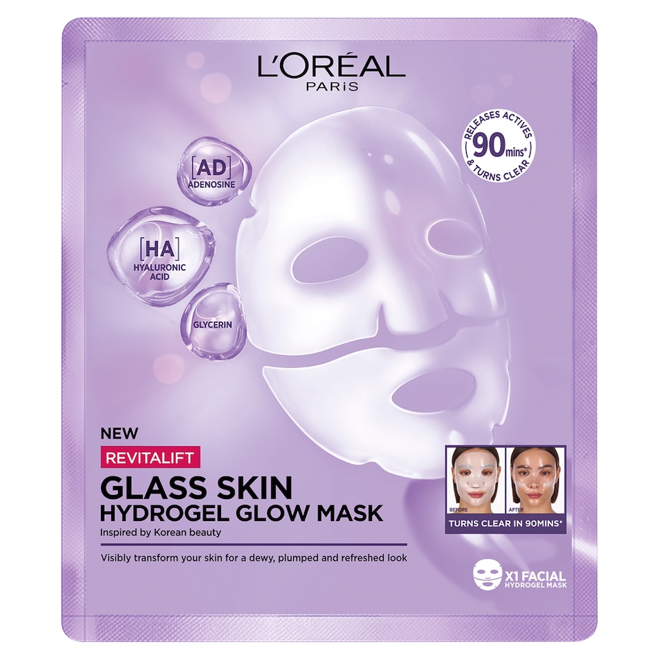 L'Oréal Paris Revitalift Glass Skin hydrogelová rozjasňujúca maska 25 g