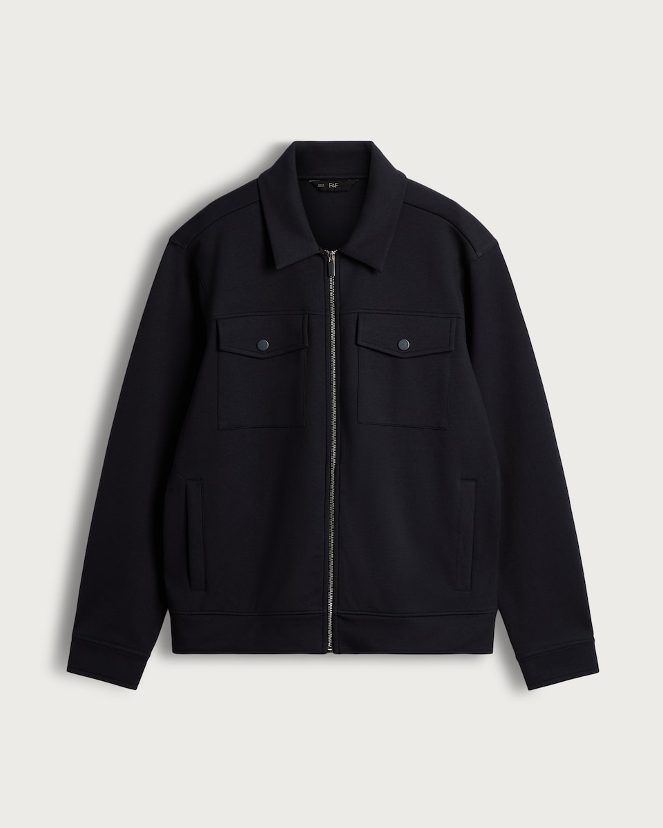 image 1 of The F&F Edit Cotton Rich Pocket Detail Shacket in Navy
