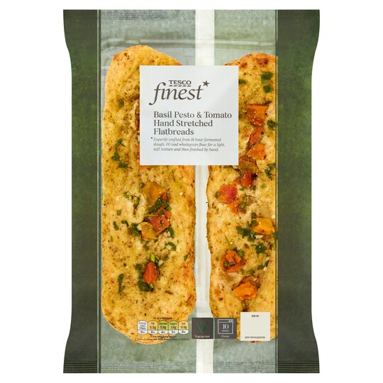 Tesco Finest Basil Pesto And Tomato Flatbread 245G Tesco Groceries