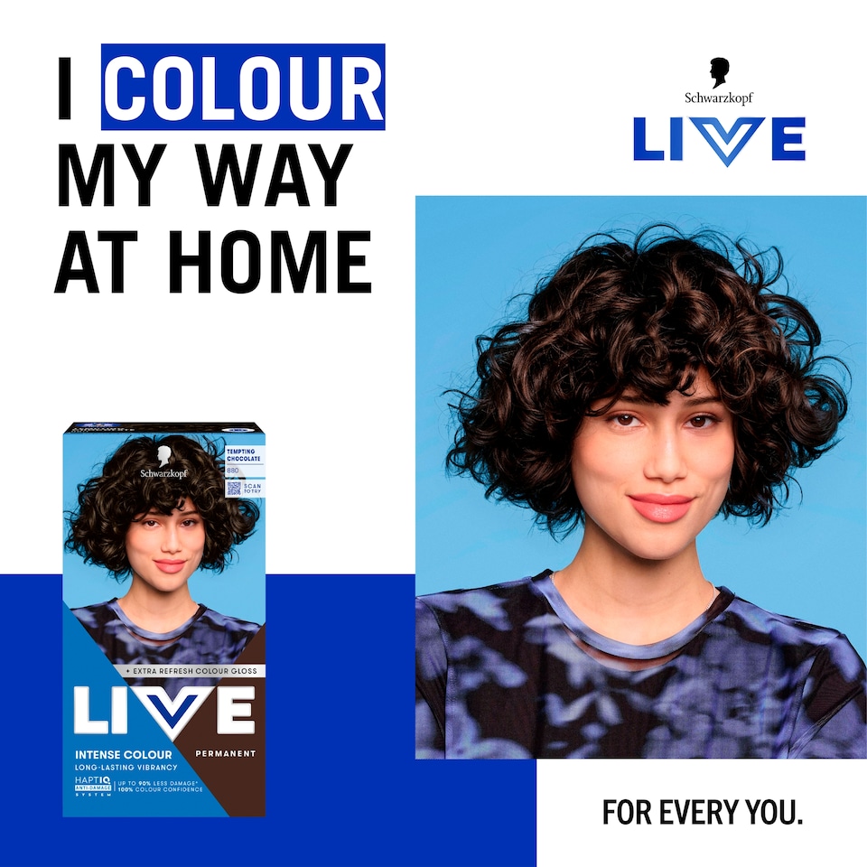 image 1 of Schwarzkopf LIVE Intense Colour 880 Tempting Chocolate Permanent Hair Dye
