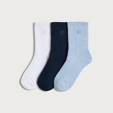 F&F Active 3-Pack Ribbed Crew Socks in Blue